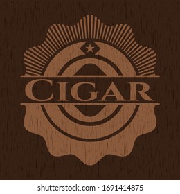 Cigar wood emblem. Vector Illustration.