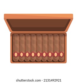 Cigar wood pack icon cartoon vector. Cigarette smoke. Box nicotine