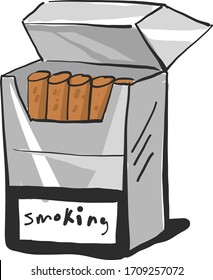 Cigareette box, illustration, vector on white background