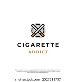 Plantilla de icono de signo de diseño de logotipo de adicto al cigarrillo