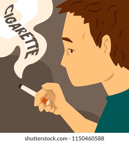 Cigarette addiction, habit harmful to health vector Illustration