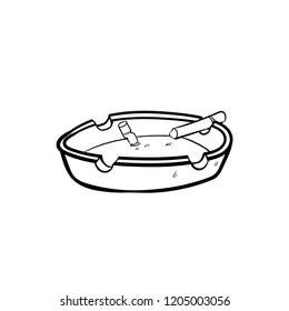 cigarette ashtray doodle vector icon