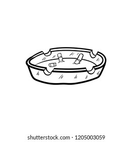 cigarette ashtray doodle vector icon