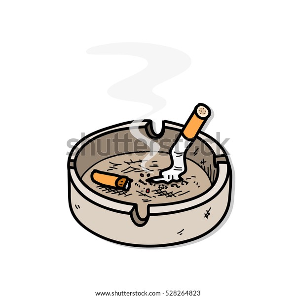 タバコの灰皿 灰皿の手描きのベクター漫画のイラスト のベクター画像素材 ロイヤリティフリー