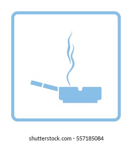 Cigarette in an ashtray icon. Blue frame design. Vector illustration.