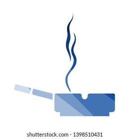 Cigarro Em Um Ícone Cinzento. Design de escada de mão de cor plana. Ilustração de vetor.