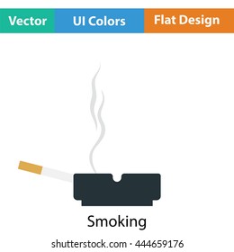 Cigarette in an ashtray icon. Flat color design. Vector illustration.