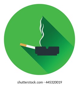 Cigarette in an ashtray icon. Flat color design. Vector illustration.