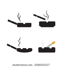 cigarette ashtray icon vector illustration logo design