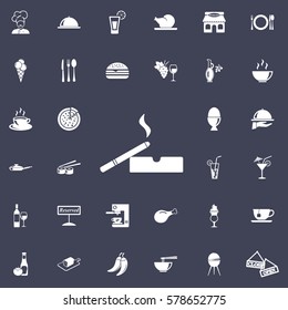 Cigarette in an ashtray icon. Vector illustration. restaurant set of icons