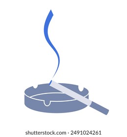Cigarette and ashtray with smoke. icon logo vector, design element. Simple illustration, isolated on white background. 