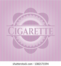 Cigarette badge with pink background. Vector Illustration. Detailed.