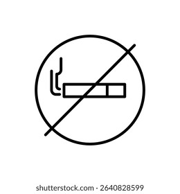 Cigarette Ban Symbol Outline Icon Thin Line for No Smoking Area or Regulation Concept