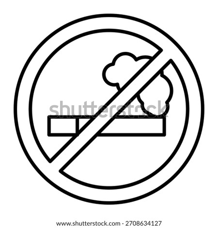 Cigarette ban thin line icon, harm of tobacco smoking concept. Vector graphics. Prohibited item sign on white background, outline style icon for mobile or web design