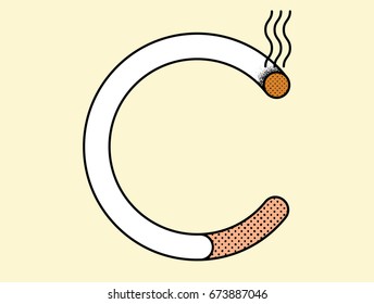 Cigarette bending as letter C