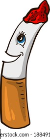 Cigarrillo con una gran sonrisa, ilustración, vector con fondo blanco