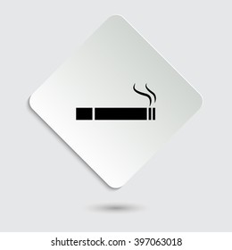 Cigarette - black vector icon  on a paper button