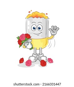 the cigarette with bouquet mascot. cartoon vector