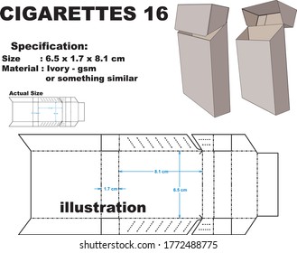 Cigarette box contents 16. The shape and size of the box in accordance with the standard box in the market.