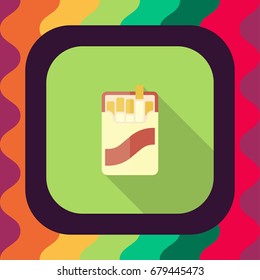 cigarette box flat icon with long shadow, vector illustration
