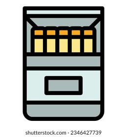Cigarette box icon outline vector. Cigar tobacco. Burn pack color flat