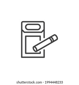 Cigarette box line icon. linear style sign for mobile concept and web design. Pack of cigarettes outline vector icon. Symbol, logo illustration. Vector graphics