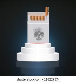 cigarette box pedestal design. vector illustration