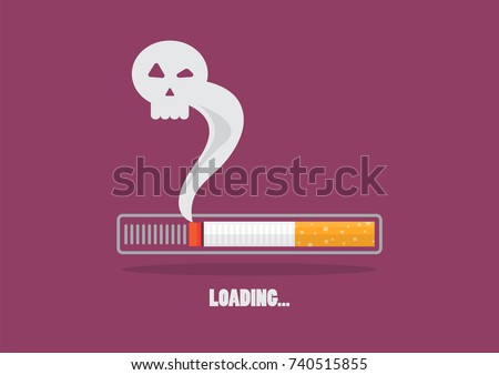 Cigarette burning as cancer loading bar. Stop smoking concept. Vector illustration