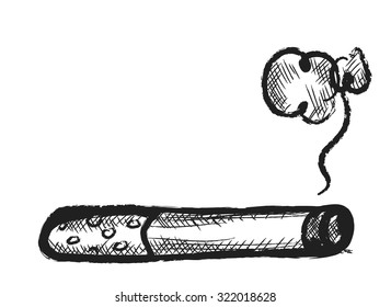 cigarette burns icon doodle, vector