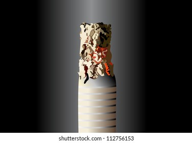 Cigarette burns. Illustration on white background.