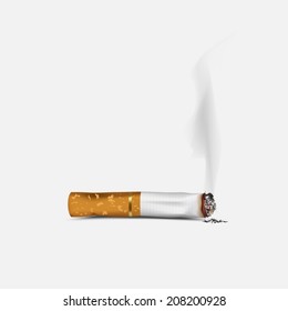 Cigarette burns on white background.