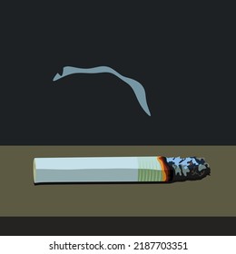 ilustración vectorial, cigarrillo mundialmente famoso en una mesa con fondo negro, estilo de diseño de dibujos animados planos.