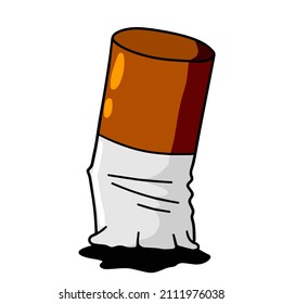 Zigarettenstummel. Cartoon-Flachbild-Illustration. Schädliche Rauchgewohnheit