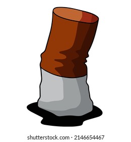 Cigarette butt. Cartoon flat illustration. Bad harmful habit of Smoking