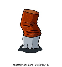 Cigarette butt. Cartoon flat illustration. Bad harmful habit of Smoking
