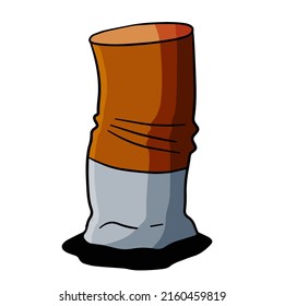 Cigarette butt. Cartoon flat illustration. Bad harmful habit of Smoking