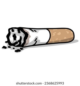 Cigarette Butt Doodle Drawing Illustration Vector