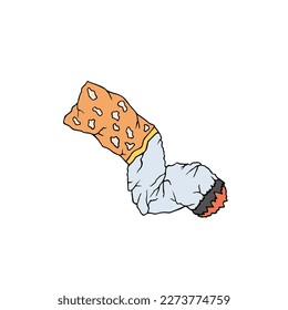 Cigarrillo pero con estilo doodle. Mano Cortada. Dibujo a mano libre. Esbozo.	