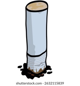 Cigarette Butt Filter Illustration Vector Drawing Cartoon