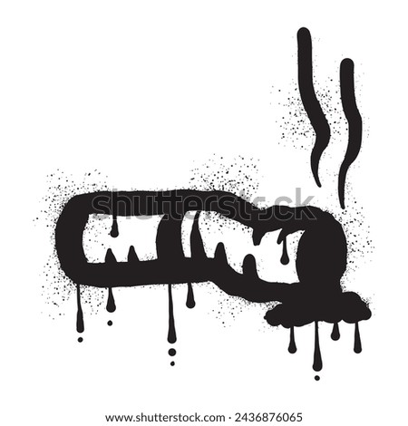 Cigarette butt graffiti with black spray paint art