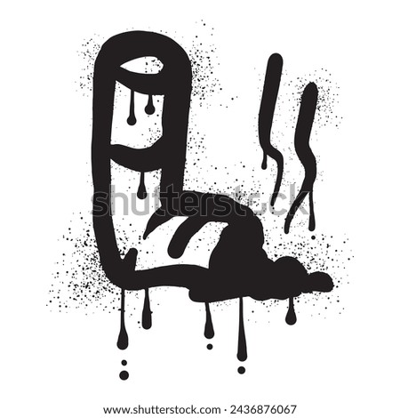 Cigarette butt graffiti with black spray paint art