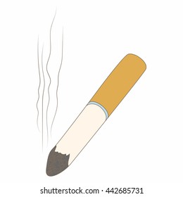 Cigarette butt icon in cartoon style isolated on white background. Smoking symbol