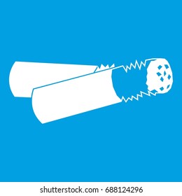 Cigarette butt icon white isolated on blue background vector illustration