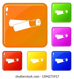 Cigarette butt icons set collection vector 6 color isolated on white background