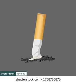 Cigarette butt isolated on white background. Image of heath care concept. No smoking.