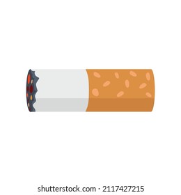 Cigarette butt on white background flat