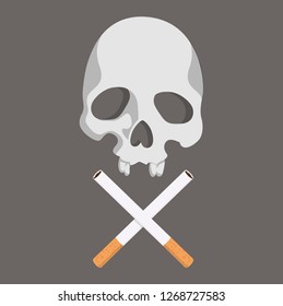 Cigarette butt with Skull vector