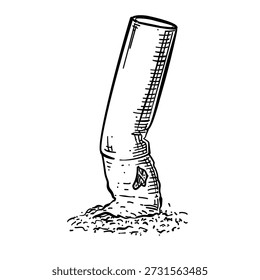 Ilustração desenhada à mão da arte da linha do vetor do botão do cigarro
