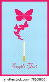 Cigarette with butterflies instead of a smoke. Abstract vector illustration.