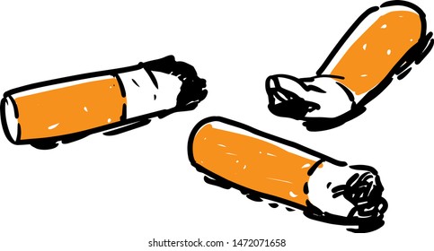 Cigarette butts. Sketch vector illustration